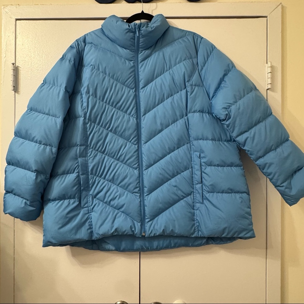Lands’ End Puffer Jacket – Light Blue – fits like 2x – Excellent Condition